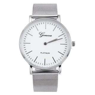 Buy geneva-rose-silver-mesh-belt Fashion Steel Band Mesh Band Quartz Watch