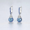 Sky Blue Earrings S925 Silver Ear Clip Colored Gems Women