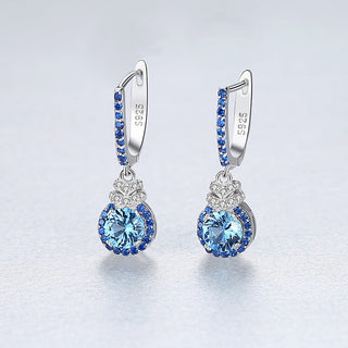 Buy se0226 Sky Blue Earrings S925 Silver Ear Clip Colored Gems Women