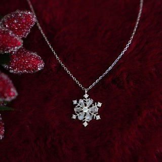 Buy ice-crystal-snowflake-necklace Christmas Zircon Ice Crystal Snowflake Necklace Niche Design Advanced Light Luxury Clavicle Chain