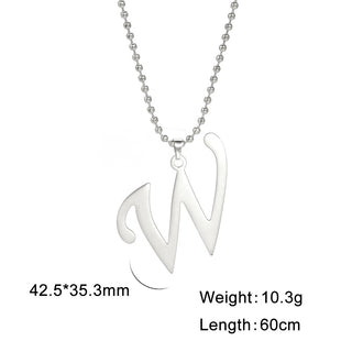 Buy w Polished Cut Steel Color 26 Letters Pendant Stainless Steel Necklace