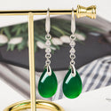 Green Agate Drop-shaped Earrings For Women