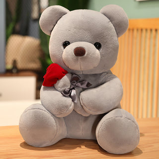 Buy grey 23-45cm New Lovely Hug Roses Teddy Bear Plush Pillow Stuffed Soft Animal Dolls Nice Birthday Gift Girlfriend Valentine&#39;s Day