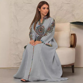 Buy gray Women&#39;s Embroidered Robe New Dress