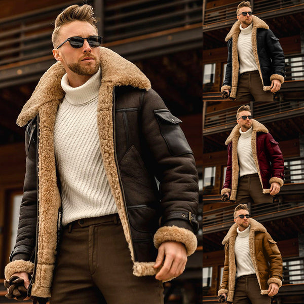 Men's Fur Collar Military Fleece Warm Winter Jackets