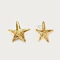 Brass Plated 18K Gold Color Retaining Starfish Necklace Ring Earrings