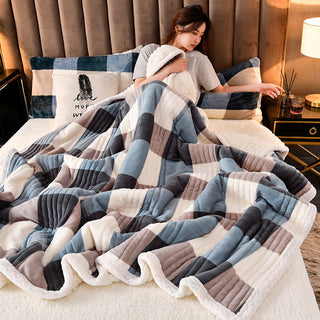 Buy jianshang-style Cashmere Three-layer Blanket Thickened Warm Feather Silk Blanket