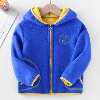 Buy hooded-sapphire-blue Children&#39;s Clothing Set Polar Fleece Cardigan Hooded Sweater