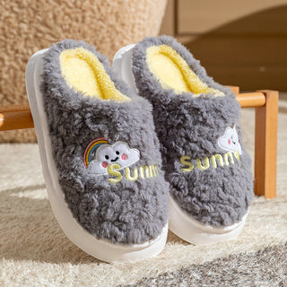 Buy gray Men and Women Cute Cartoon Cotton Slippers