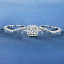 White Gold Plated Square Zircon Three-piece Stackable Engagement Ring