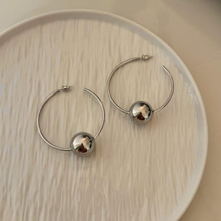 Buy silver 18K Brass Gold Plated Big Circle Ball Earrings