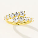 New 925 Silver Double-layer Round Diamond Simulation Diamond Open Row Ring