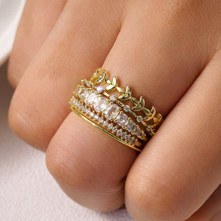 Buy t0345-golden Geometric Zircon Ring Female Wheat Design