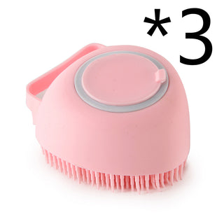Buy pink-3pc Silicone Dog Bath Massage Gloves Brush Pet Cat Bathroom Cleaning Tool Comb Brush For Dog Can Pour Shampoo Dog Grooming Supplies