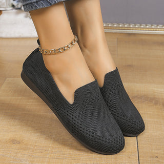 Women Flat Flying Woven Low-cut Slip-on Hollow Shoes