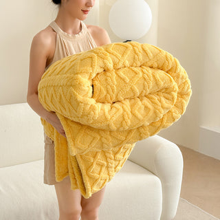 Buy ginger-yellow Single-layer Double-sided Tower Velvet Blanket Lunch Break Sofa Cover Blanket