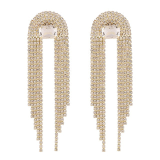 Buy gold Women&#39;s Fashion Temperament Long Fringe Earrings