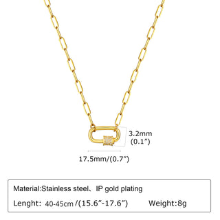 Buy gold Fashion Stainless Steel Square Geometric Necklace For Women