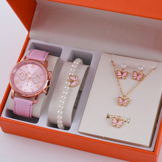 Buy 4-ornament-suit-no-gift-box Ladies Graduated Belt Watch Jewelry Set