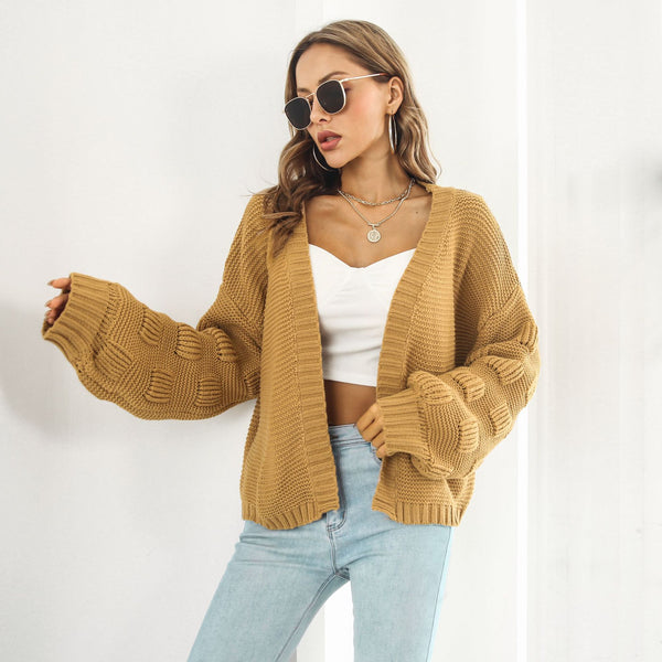 Women's Puff Sleeve Cardigan Sweater