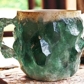 Buy green 400ml Resin Mineral Crystal Coffee Mugs With Handles Elegant Fake Mineral Crystal Cup For Workplace Home Decor Christmas Gift Kitchen Gadgets