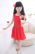 Lace Hollow Vest Children Shirt Belt Princess Dress