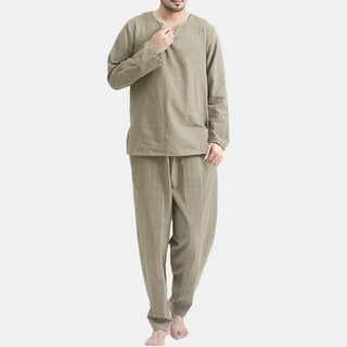 Buy khaki Casual Pajamas Two-piece Thin Breathable And Loose