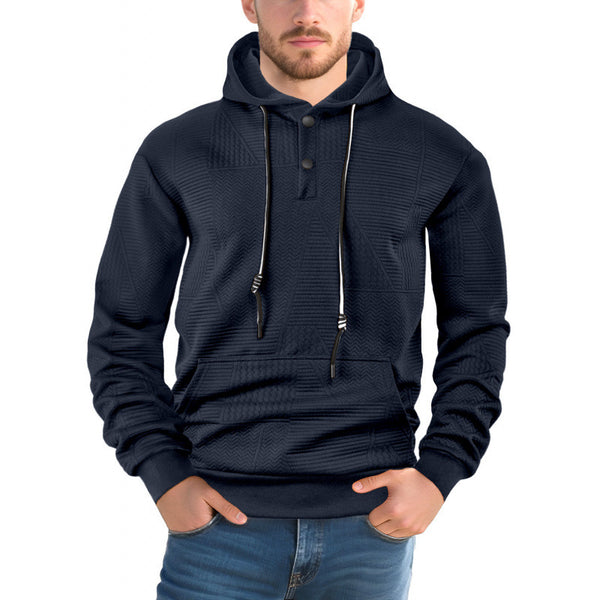 Men Pullover Solid Color Casual Sports Loose Long Sleeve Hooded Sweater