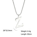 Polished Cut Steel Color 26 Letters Pendant Stainless Steel Necklace