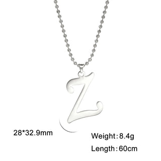 Buy z Polished Cut Steel Color 26 Letters Pendant Stainless Steel Necklace