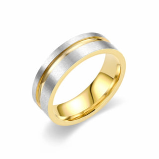 Buy gold Fashionable All-match Titanium Steel Frosted Two-tone Ring