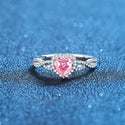 Sterling Silver Heart-shaped Full Diamond Closed Mouth Female Ring