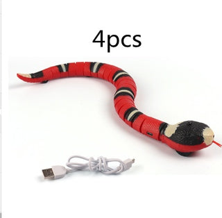 Buy red4pcs Smart Sensing Interactive Cat Toys Automatic Eletronic Snake Cat Teasering Play USB Rechargeable Kitten Toys For Cats Dogs Pet