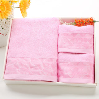 Buy pink-siege Cotton Three-piece Towel Veneer Cloth Thickened Hotel Bath Towel Embroidery