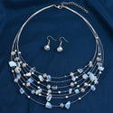 Indian Ethnic Style Vintage Gemstone Beads Jewelry Earrings Necklace 2 Pieces Suit