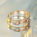 Champagne Gold Colorful Crystals Round Ring Simple