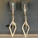 Champagne Gold White Diamond Rhombus Earrings