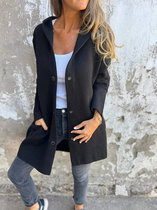 Buy black Women&#39;s Single-Breasted Cardigan Fashion Loose Solid Color Jacket