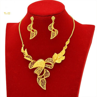 Buy tl22l209 Gold Flower Necklace And Earrings Suite Brass Gold Plated Wedding Jewelry Batch