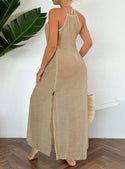 Women Summer Holiday Hollow Out Dress With Halter Neck