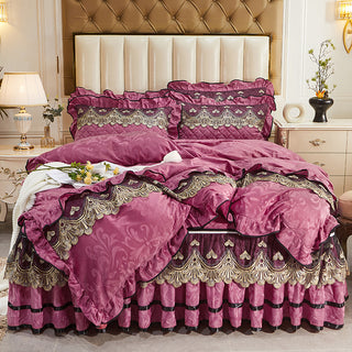 Buy bean-paste Detachable Bedding Four-piece Duvet Cover Bed Skirt