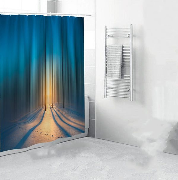 Shower Curtain Bath Mat Toilet Pad Set Anti-slip Toilet