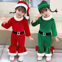 Christmas Clothing Photo Themed Baby Red Green Bell Bottoms Set