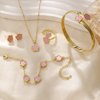 Buy ck0304-pink-acrylic Jewelry Suit Acrylic Bracelet Necklace Ring Stud Earrings