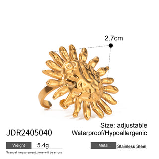 Buy jdr2405040 18K Gold Stainless Steel Hammered SUNFLOWER Earrings