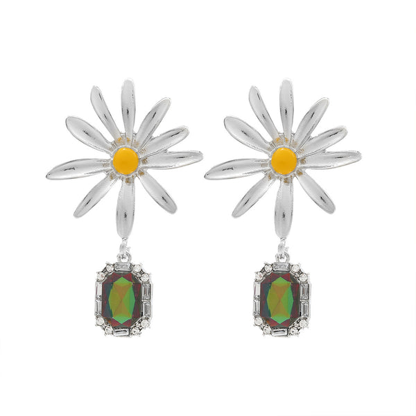 Flower Rhinestone Eardrops Earrings Exaggerated Ladies