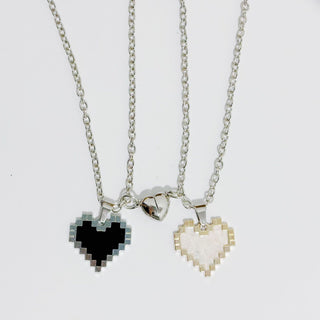 Buy white-and-black Magnetic Heart-shaped Mosaic Necklace Fashion Personality Couple Love Necklace For Valentine&#39;s Day