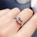 Natural Ametrine Ring Half Purple Half Yellow 925 Silver Open Mouth Design