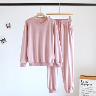 Buy female-pink-long-sleeve Couple Pajamas Loungewear Can Wear Outside