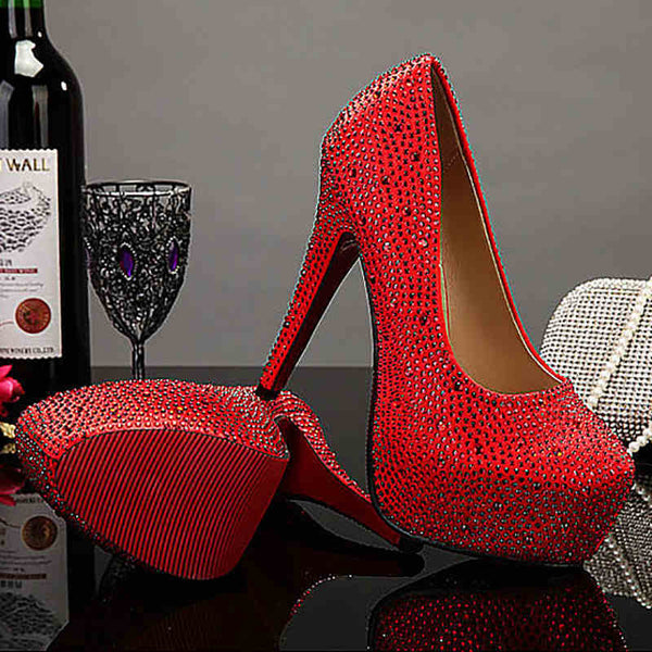 Plus Size Crystal 14cm Super High Heels